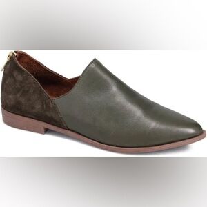 Bueno Olive Green Leather Slip-On Loafer Shoes